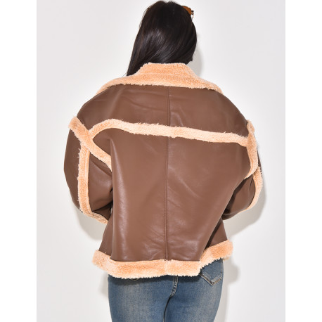 Kunstlederjacke mit Kunstfellfutter