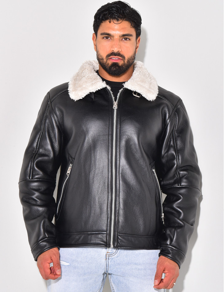 Veste noir fourrure online
