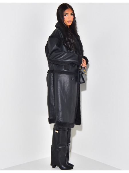 Veste en similicuir à doublure peau de mouton