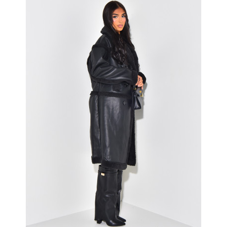 Veste en similicuir à doublure peau de mouton