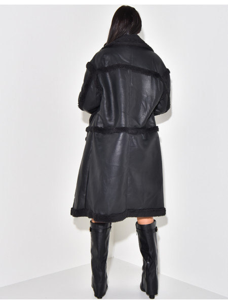 Veste en similicuir à doublure peau de mouton