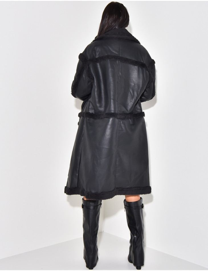 Veste en similicuir à doublure peau de mouton