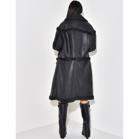 Veste en similicuir à doublure peau de mouton