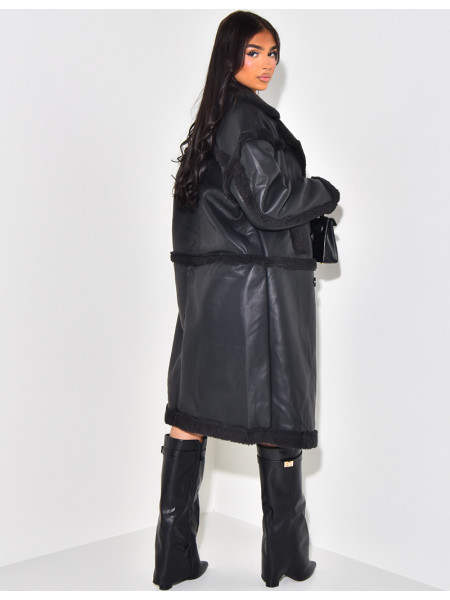 Veste en similicuir à doublure peau de mouton