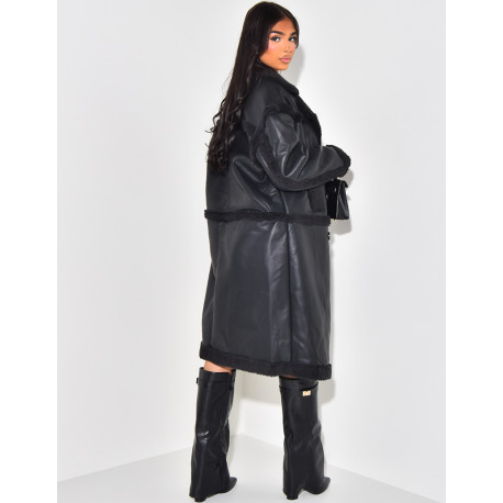 Veste en similicuir à doublure peau de mouton