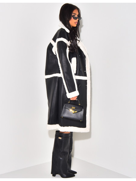 Veste en similicuir à doublure peau de mouton