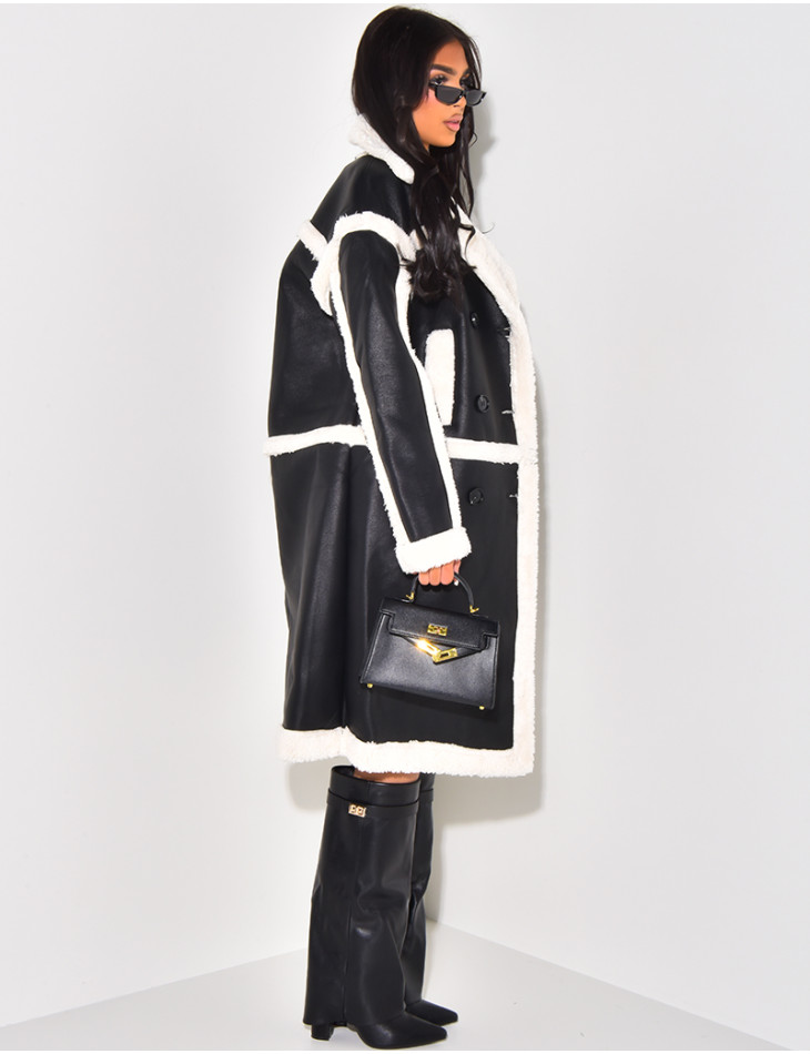Veste en similicuir à doublure peau de mouton