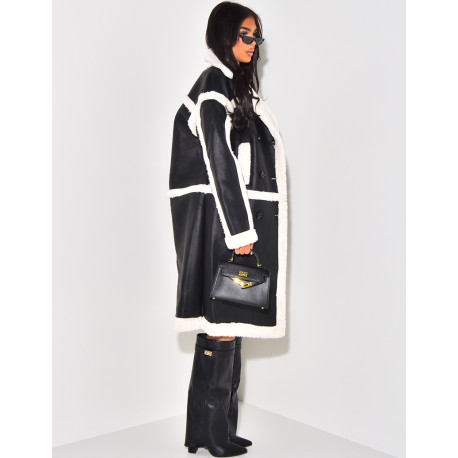 Veste en similicuir à doublure peau de mouton