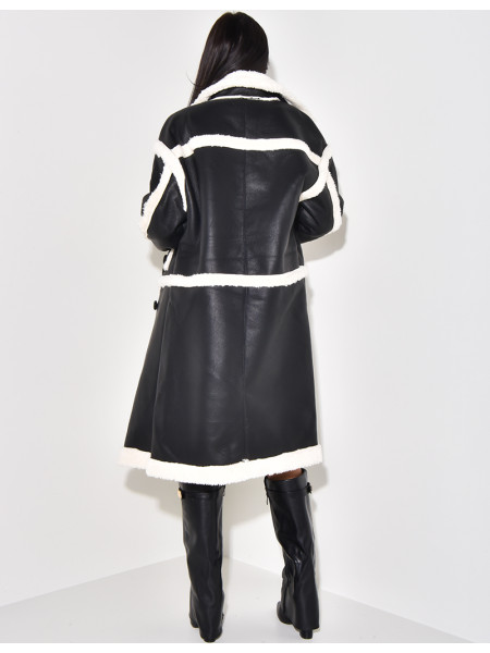 Veste en similicuir à doublure peau de mouton