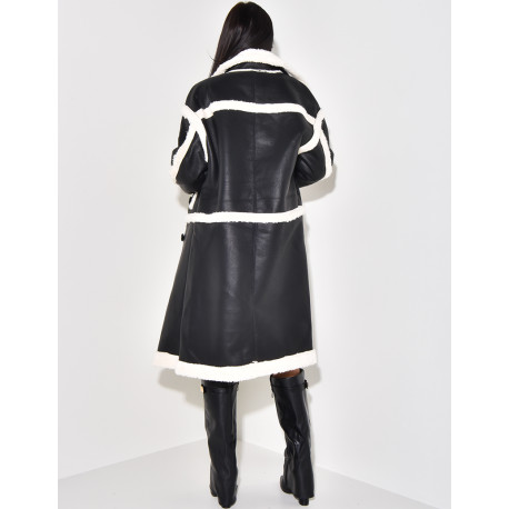 Veste en similicuir à doublure peau de mouton