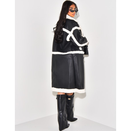 Veste en similicuir à doublure peau de mouton