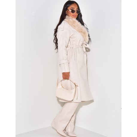 Mantel aus Kunstfell-Kunstleder