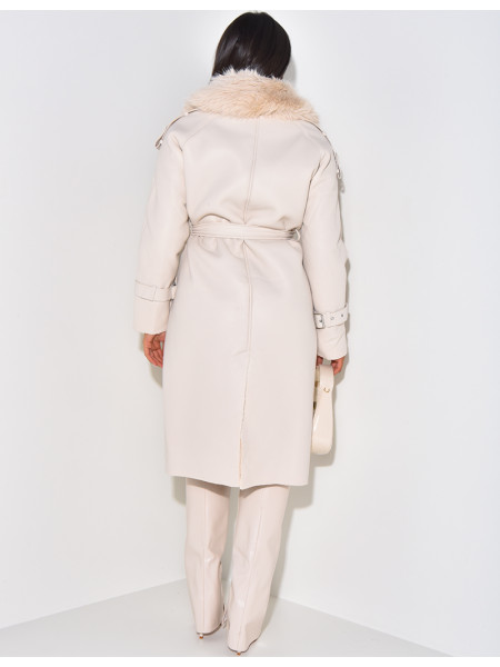 Mantel aus Kunstfell-Kunstleder