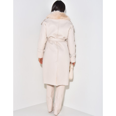 Mantel aus Kunstfell-Kunstleder