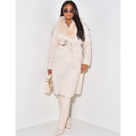 Mantel aus Kunstfell-Kunstleder