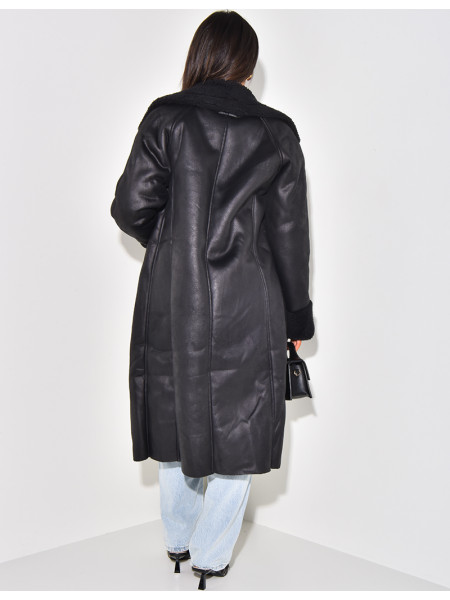 Long perfecto-style fur coat