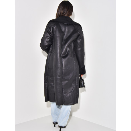 Long perfecto-style fur coat
