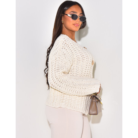 Weste aus Wolle mit goldenen Blumenknöpfen