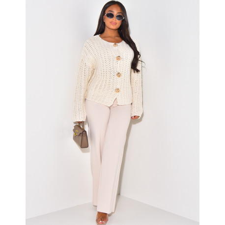 Weste aus Wolle mit goldenen Blumenknöpfen