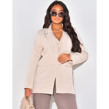 Oversize-Blazer mit Strasssteinen