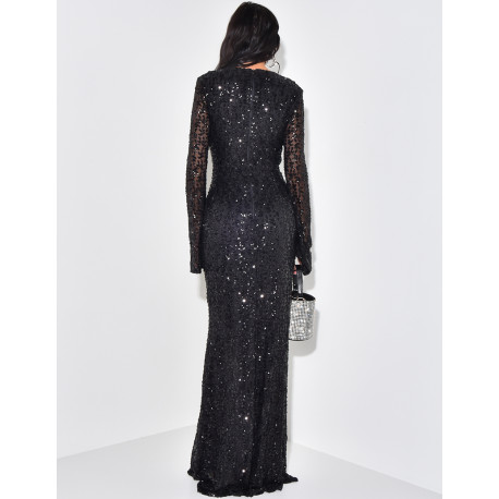 Langes Paillettenkleid
