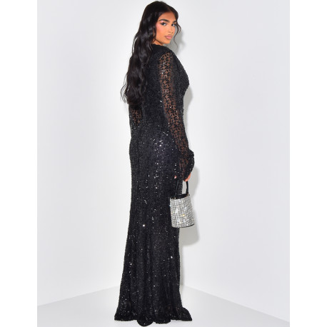 Langes Paillettenkleid