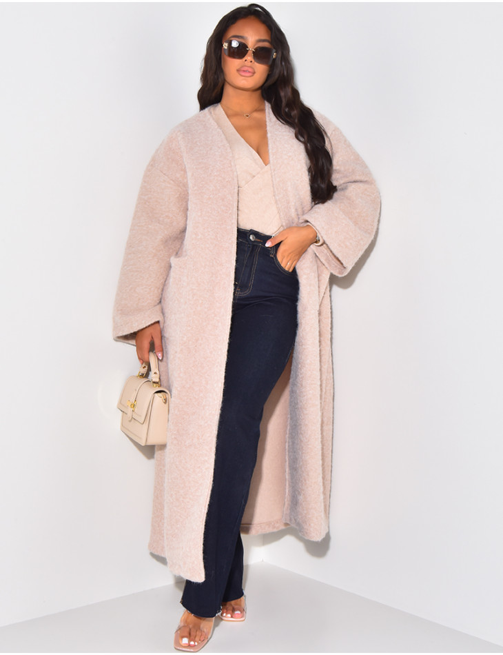 Oversized mottled wool coat