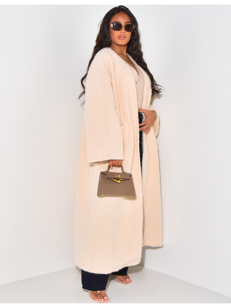 Oversized mottled wool coat
