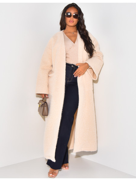 Oversized mottled wool coat