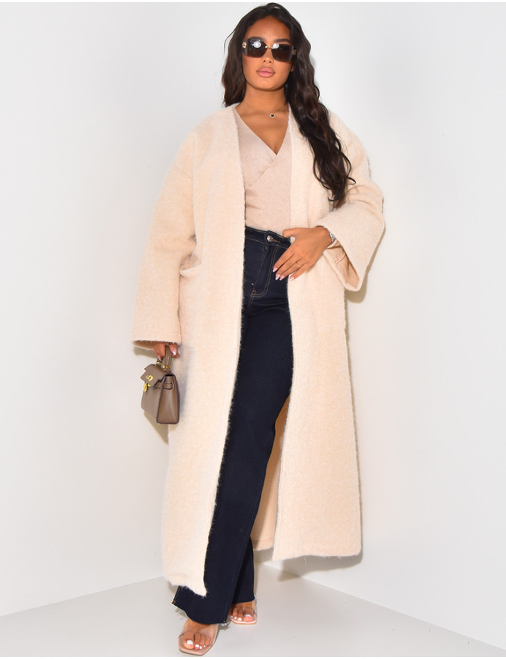 Oversized mottled wool coat