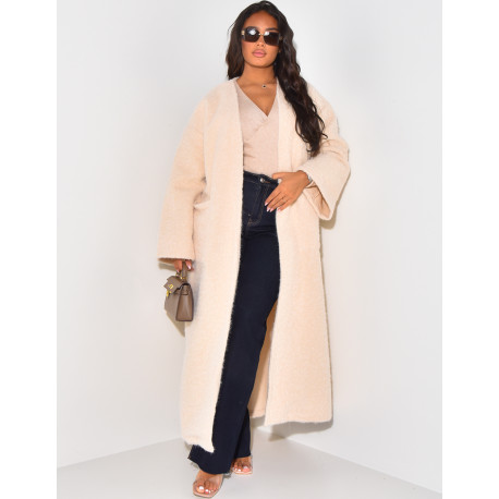 Oversized mottled wool coat