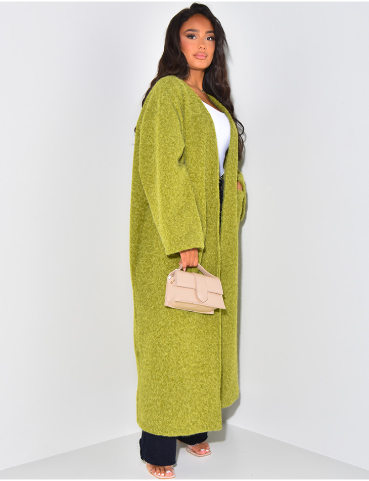 Oversized mottled wool coat