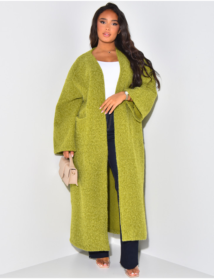 Oversized mottled wool coat