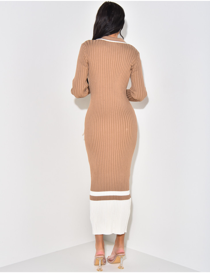 Long rib knit jumper dress