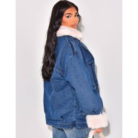 Gefütterte Oversize-Jeansjacke