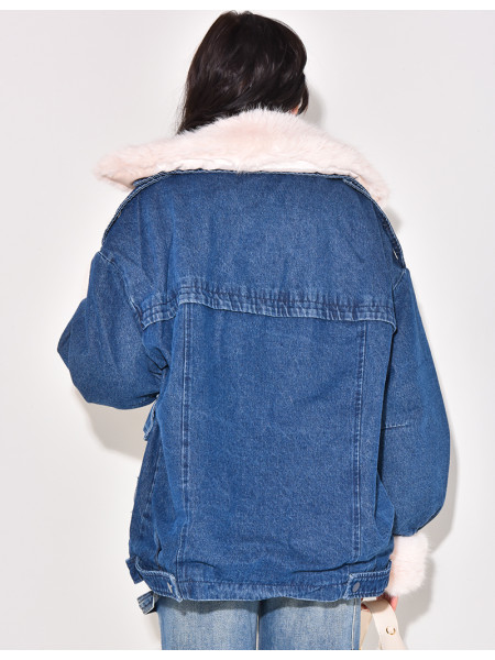 Gefütterte Oversize-Jeansjacke
