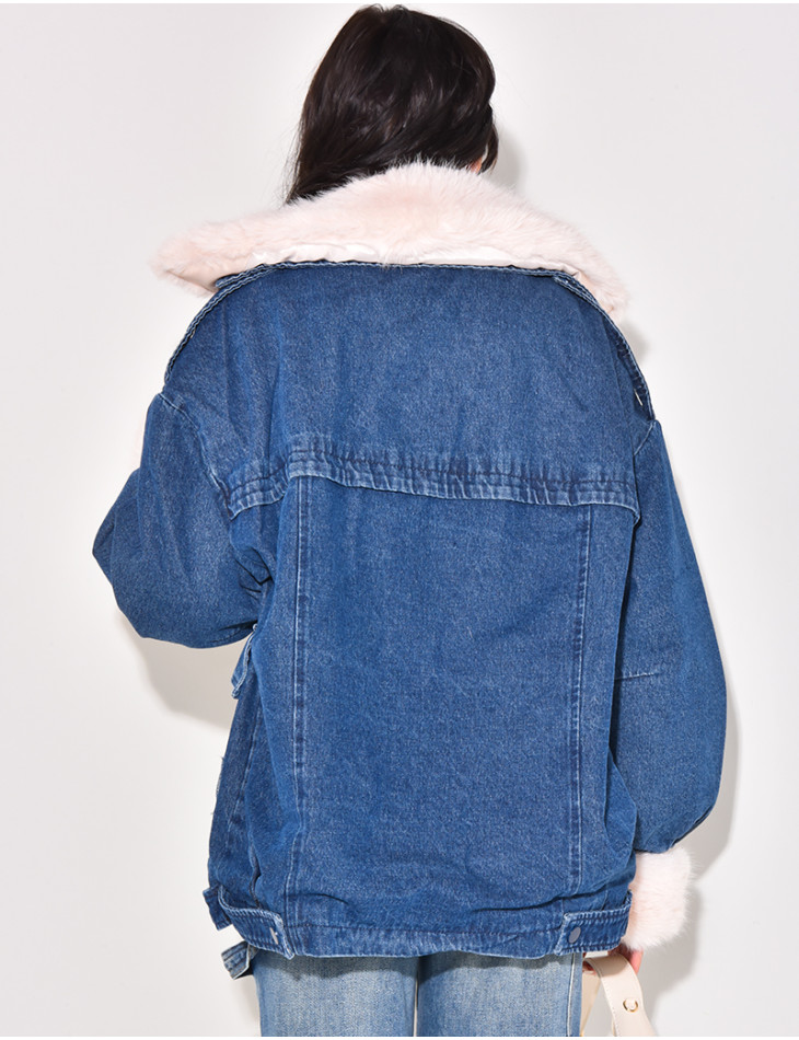 Gefütterte Oversize-Jeansjacke