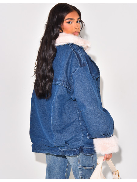 Gefütterte Oversize-Jeansjacke