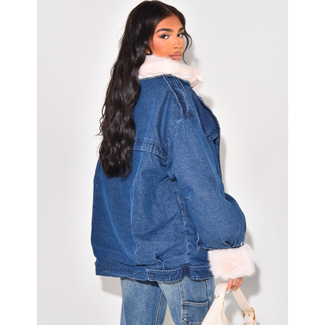 Gefütterte Oversize-Jeansjacke