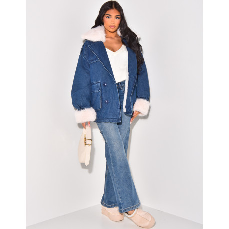 Gefütterte Oversize-Jeansjacke