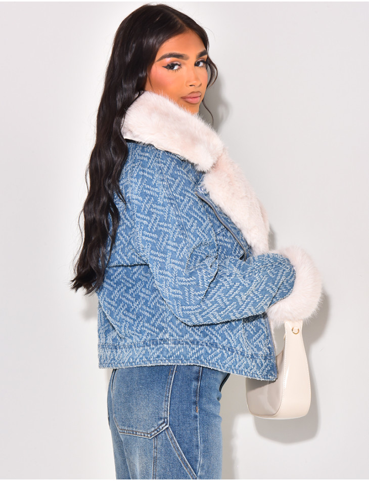 Veste en jeans et fourrure