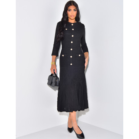 Robe longue texturée à boutons officiers