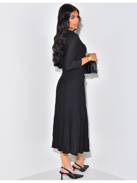 Robe longue texturée à boutons officiers