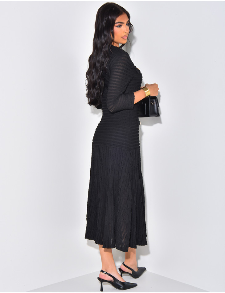 Robe longue texturée à boutons officiers