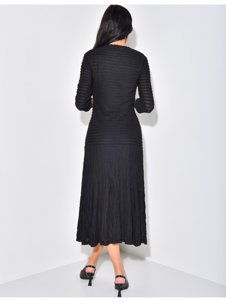 Robe longue texturée à boutons officiers