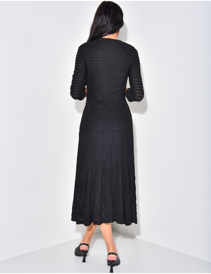 Robe longue texturée à boutons officiers