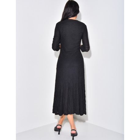 Robe longue texturée à boutons officiers