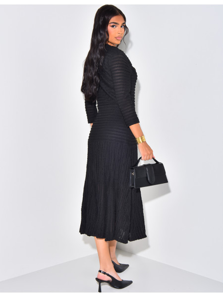 Robe longue texturée à boutons officiers