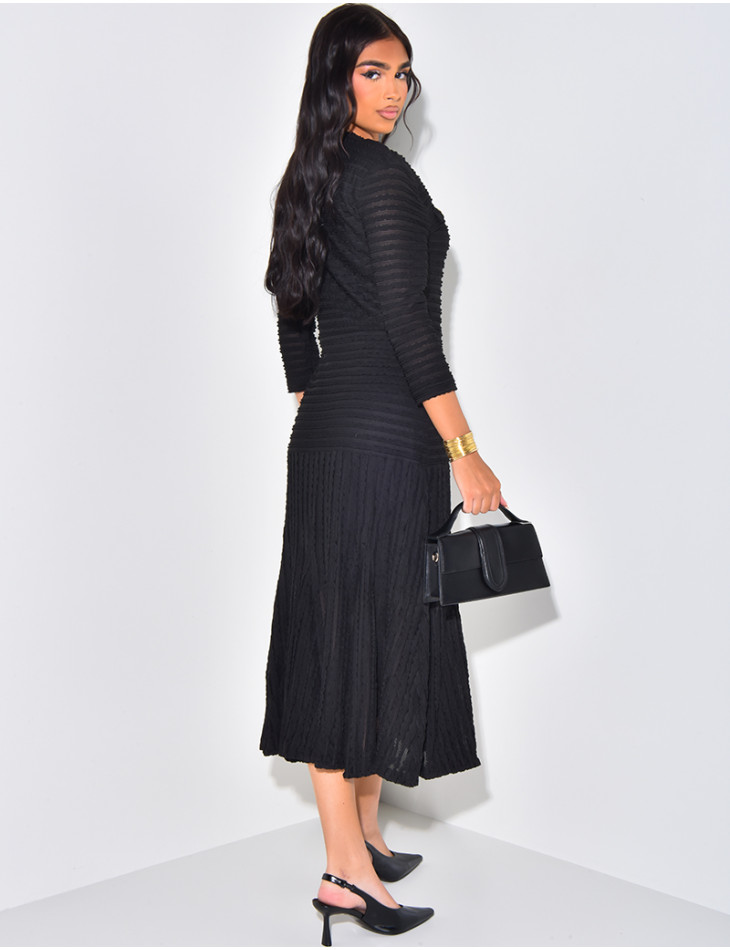 Robe longue texturée à boutons officiers