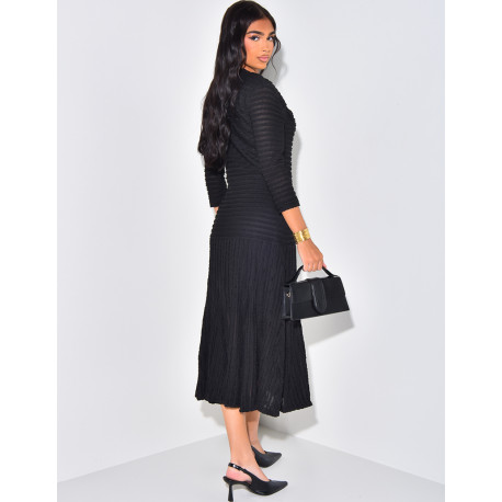 Robe longue texturée à boutons officiers